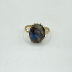 Gold Tone Labradorite Oval Ring